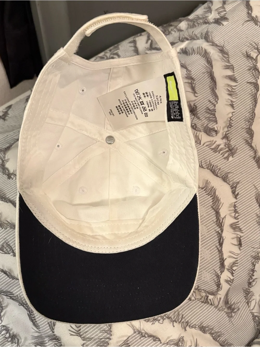 Nike Kids White Hat with Black Swoosh and Yellow Flower